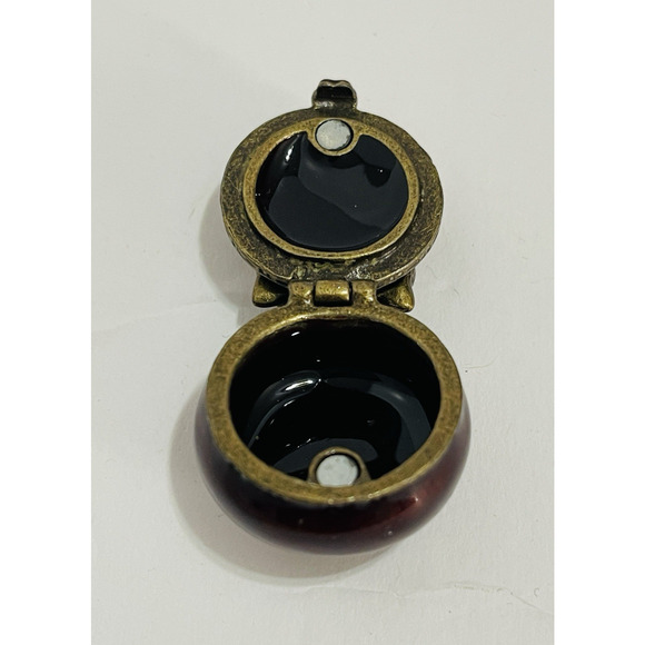 Papyrus Rhinestone Enamel Owl Miniature Earth Tones Trinket Box - Picture 7 of 10